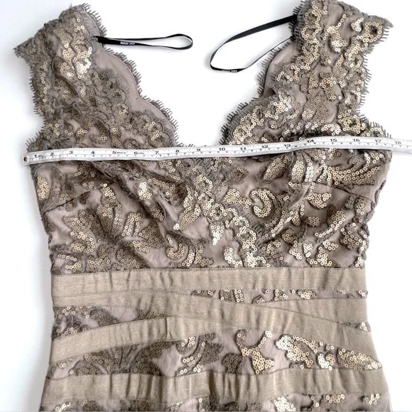 Tadashi Shoji Sequin Lace V-Neck Cocktail Dress - Picture 12 of 15